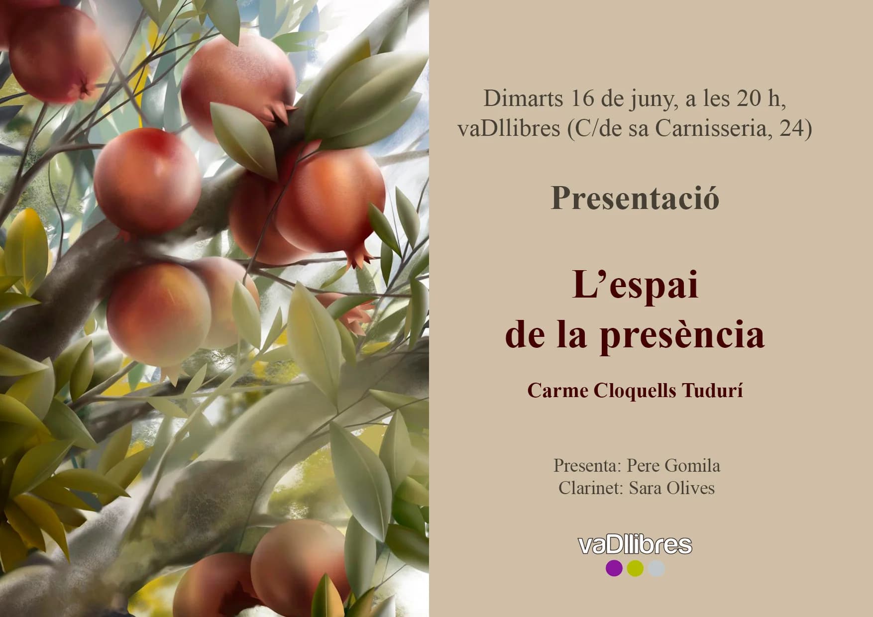 Presentació de "L'espai de la presència" a vaDllibres (Maig, flors i llibres)